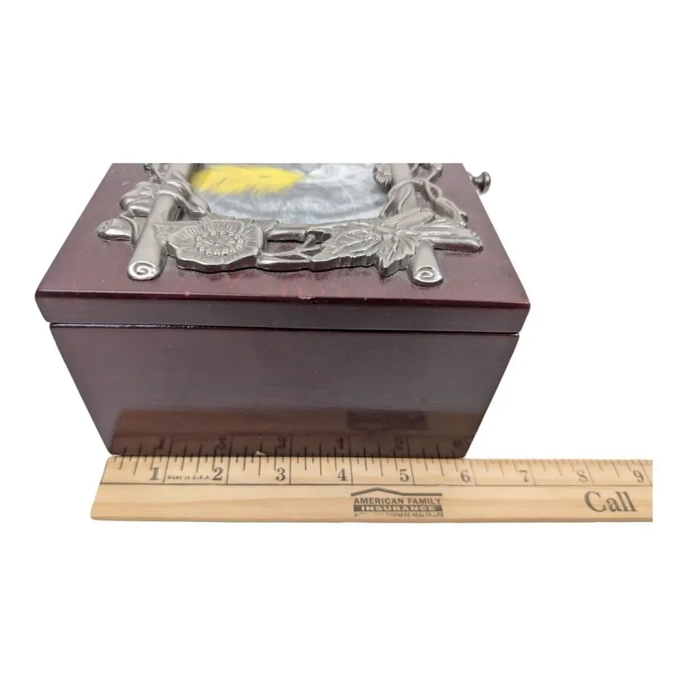 Jewelry Box Cherry Wood w/ Mirror‎ and Lift Tray Felt Inside replaceable photo